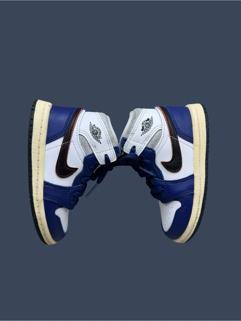 Nike Air Jordan 1 Mid Toddler Shoes Size 7C Blue White Black High Top Sneakers